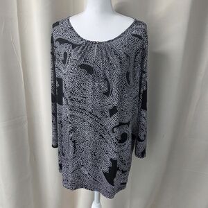 Liz Claiborne Black and White Paisley Blouse
